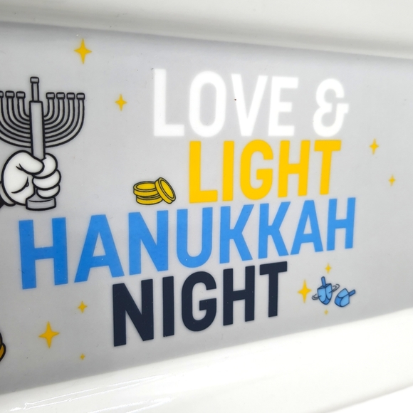 Disney Hanukkah Love Light Mickey Serving Tray Platter Latke Dreidel Menorah - Picture 3 of 8